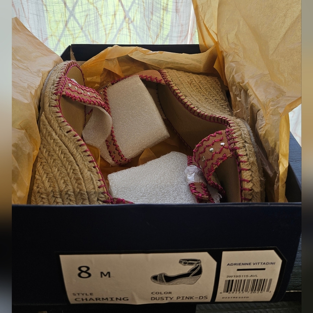8 M Dusty Pink Charming Espadrille Wedges - Picture 8 of 10
